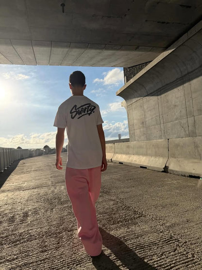 Jogging Basics Rose Logo Blanc