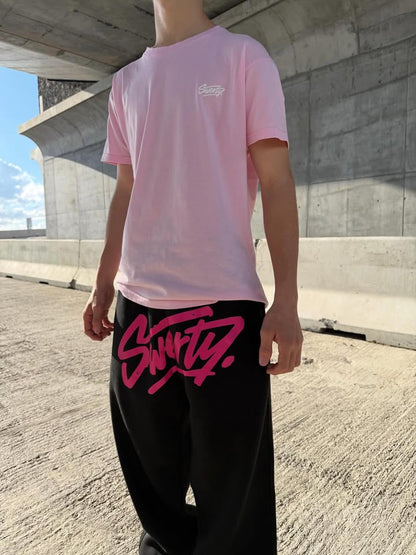 Jogging Basics Noir Logo Fuschia