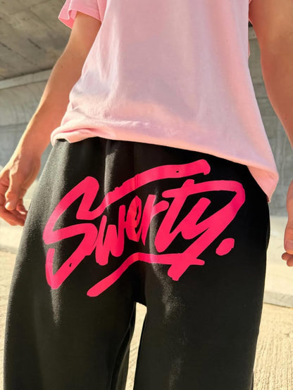 Jogging Basics Noir Logo Fuschia