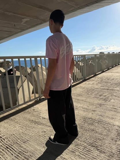Jogging Basics Noir Logo Fuschia