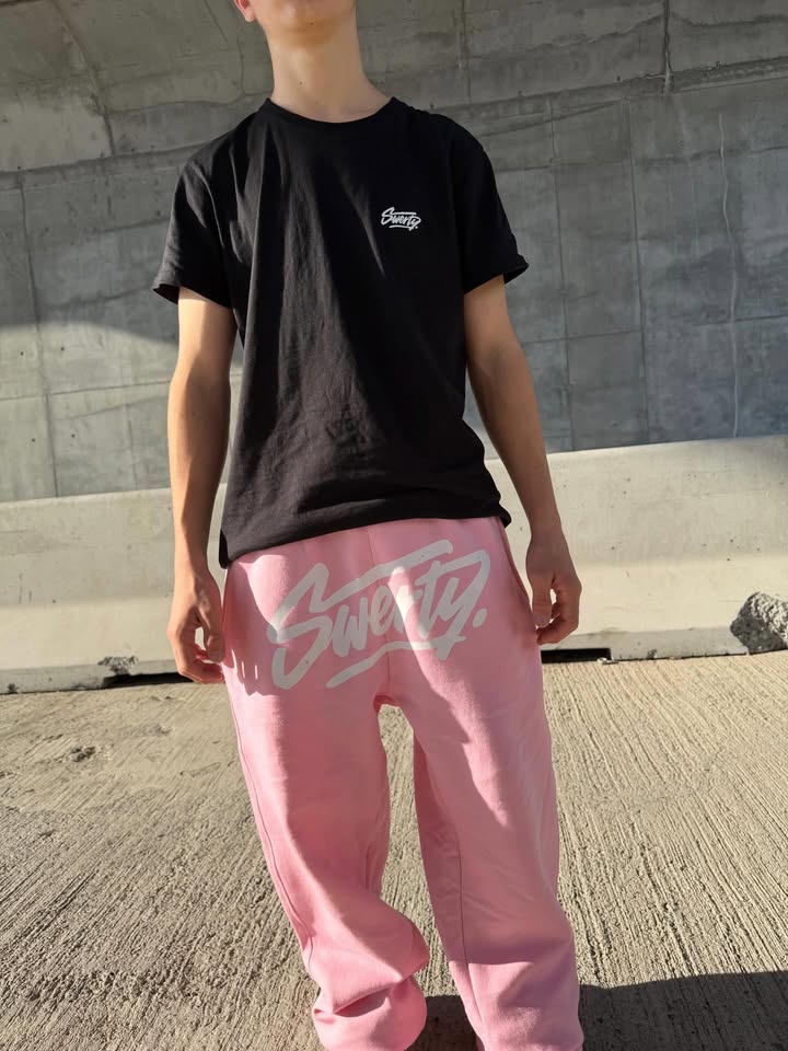 Jogging Basics Rose Logo Blanc
