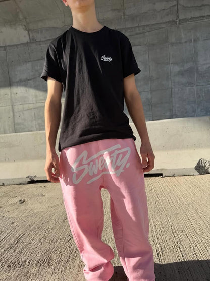 Jogging Basics Rose Logo Blanc