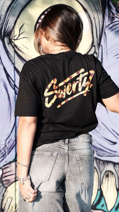 T-shirt Basics Noir Léopard